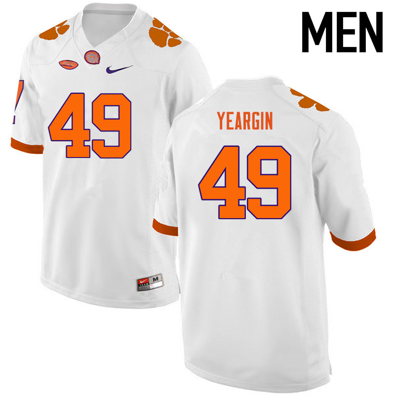 Men Clemson Tigers #49 Richard Yeargin College Football Jerseys-White - Click Image to Close